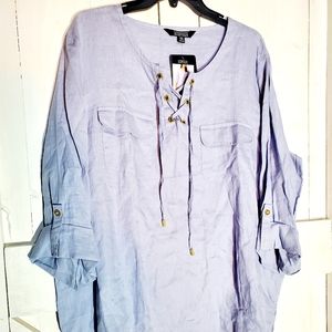 company ellen tracy Women's XXL plus size 100% linen Color chambray